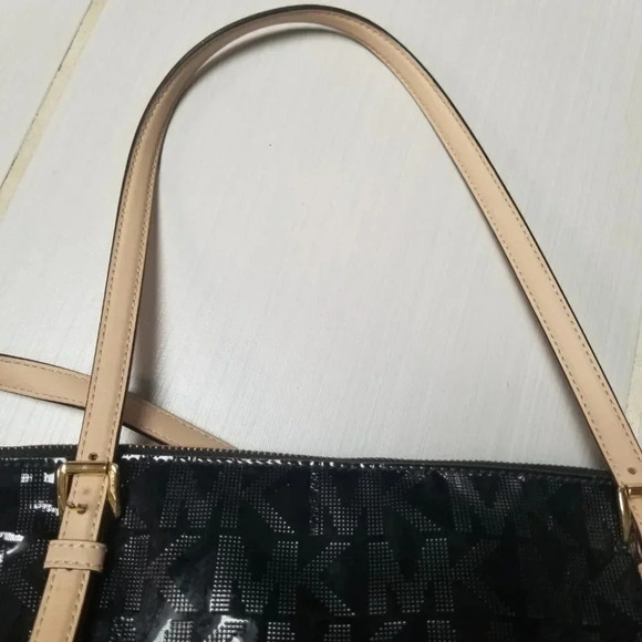 MICHAEL Michael Kors Black Signature Mirror PVC / Leather East West Zip Tote - Picture 10 of 16